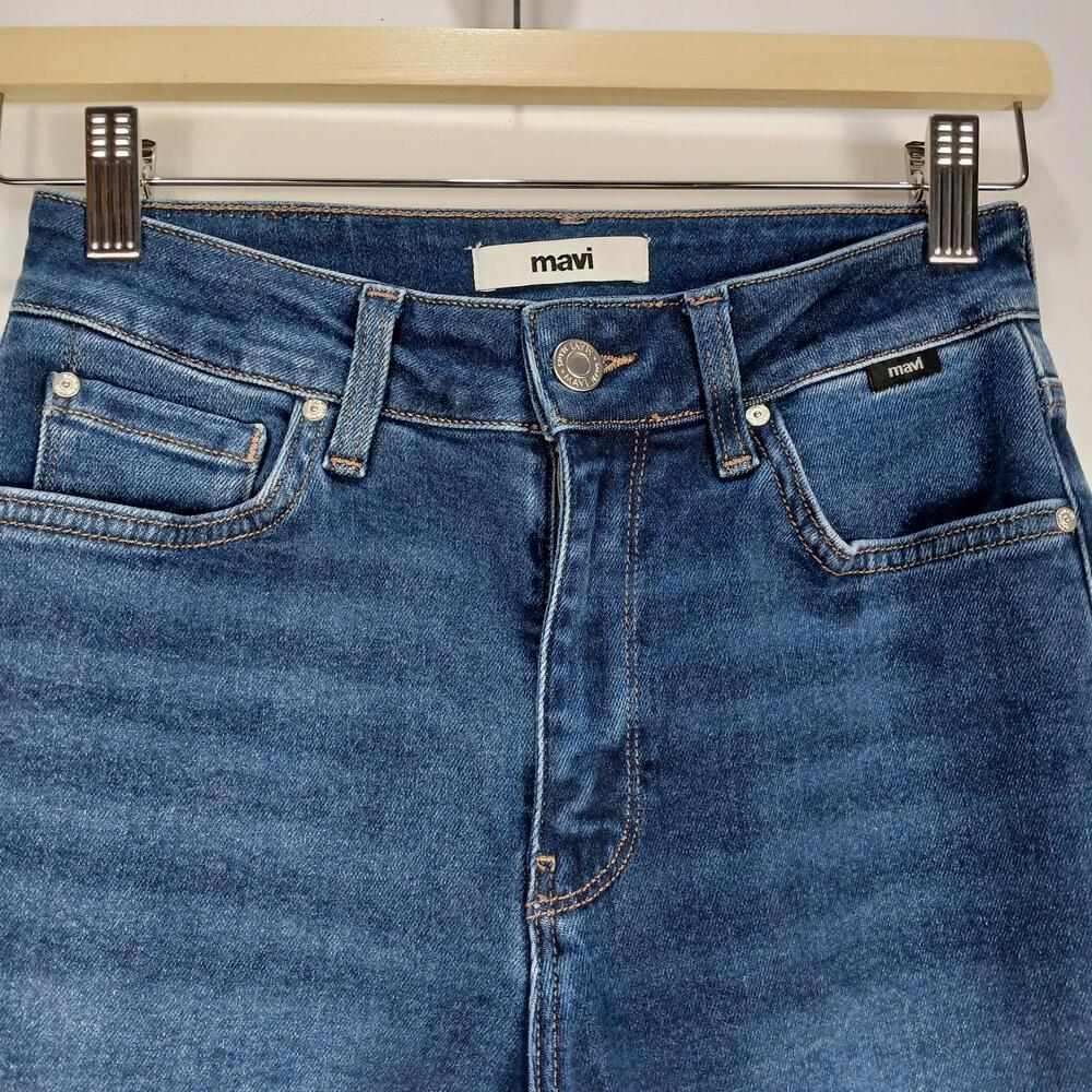 Mavi Viola Jeans 24 High Rise Slim Straight Raw Hem Stretch Denim - Picture 2 of 9